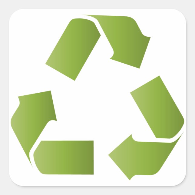 ÅTERVINNA SYMBOL FYRKANTIGT KLISTERMÄRKE (Framsida)