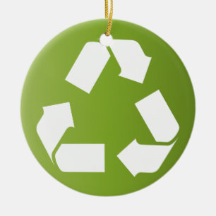 ÅTERVINNA SYMBOL JULGRANSPRYDNAD KERAMIK
