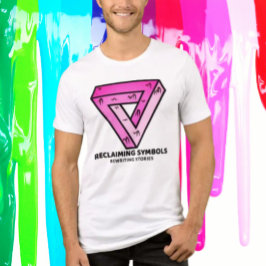 Återvinna symboler Skriva om historier Rosa triang T Shirt