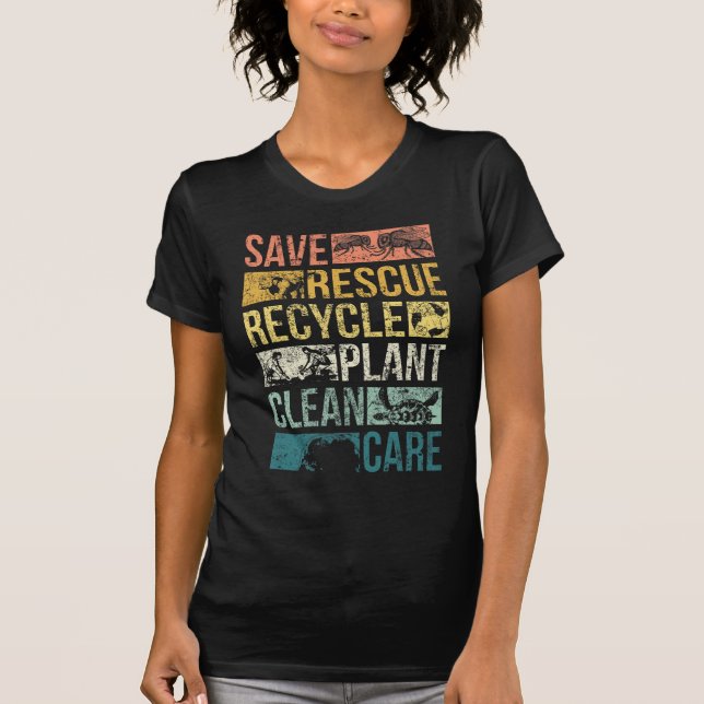Återvinnan om djurens Spara Jorden och klimatförän T Shirt (Framsida)