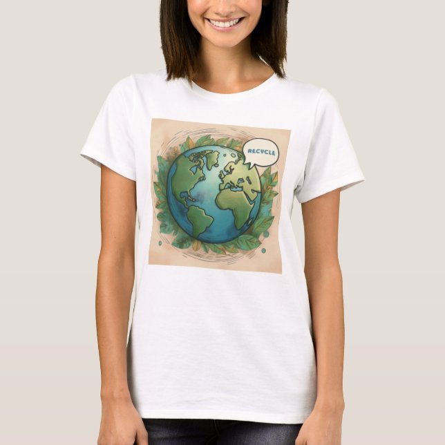 Återvinnans jorddesign t shirt (Framsida)