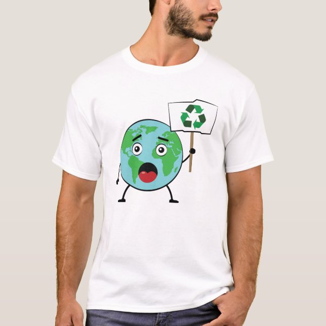 Återvinning - Aktivism Appell från Earth Karaktär T Shirt (Framsida)