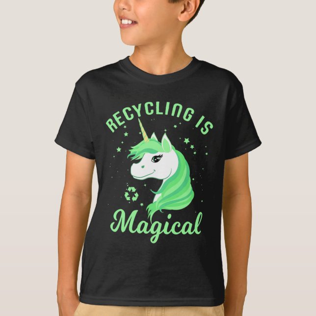 Återvinning är Magic Unicorn Earth Day T Shirt (Framsida)
