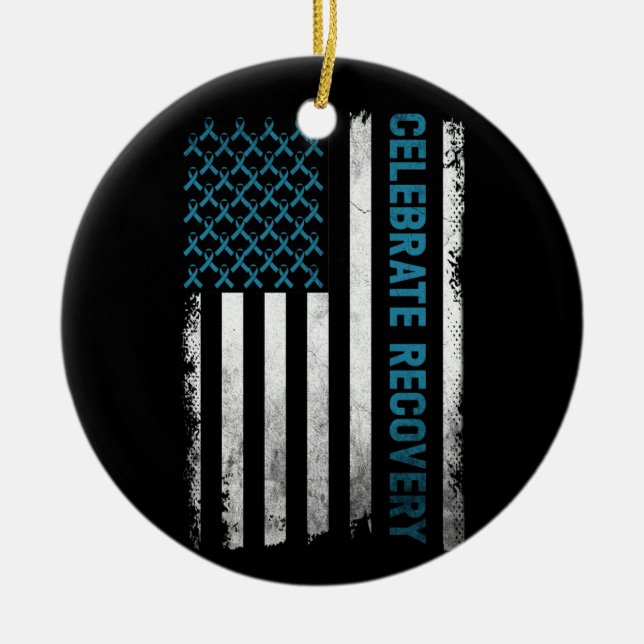 Återvinning av drogalkoholberoende Celebrate Recov Julgransprydnad Keramik (Framsidan)