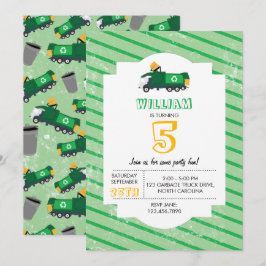 Återvinning av födelsedag i Sopor Lastbil Mönster Inbjudningar