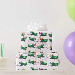 Återvinning av Sopor Lastbil Party Mönster Presentpapper