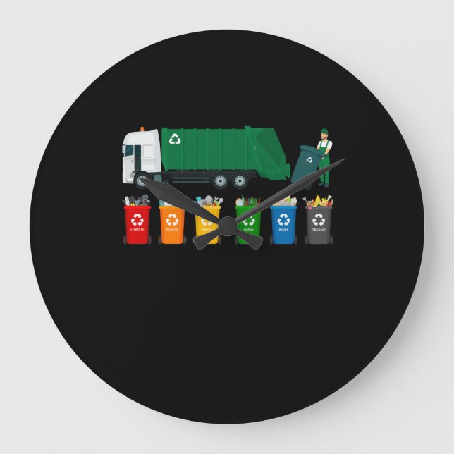 Återvinning av Sopor Lastbil Stor Klocka (Framsida)