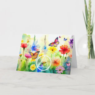 Återvinning av symboler och blommor kort