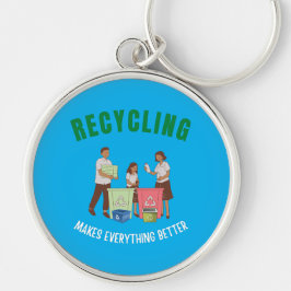 Återvinning gör allt bättre rund silverfärgad nyckelring