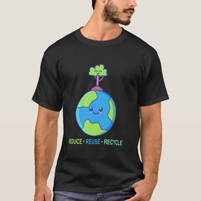 Återvinning Jordens Dag Present Miljö Minska Återa T Shirt (Framsida)