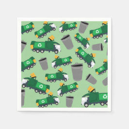 Återvinning Sopor Lastbil Mönster Pappersservett