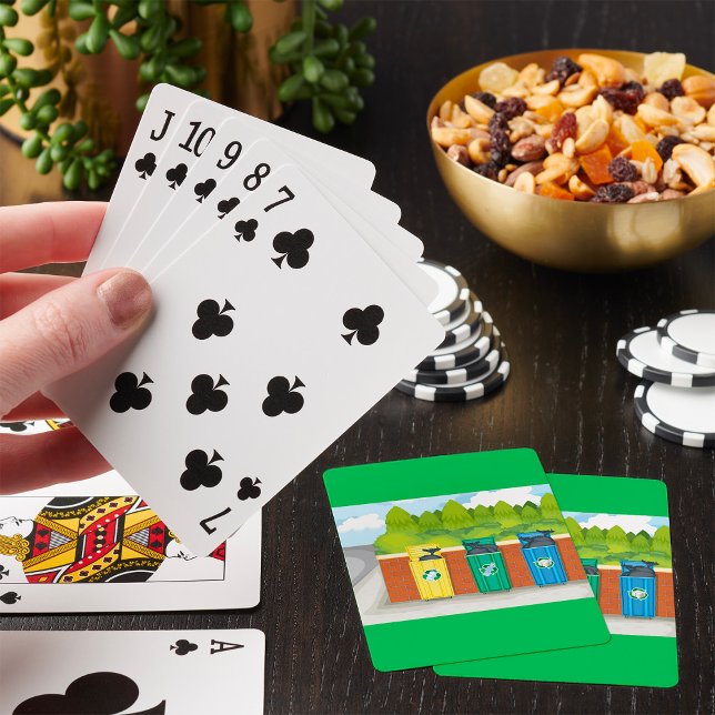 Återvinningsbehållare Färgkodad Avfallssortering Casinokort (Skapare uppladdad)