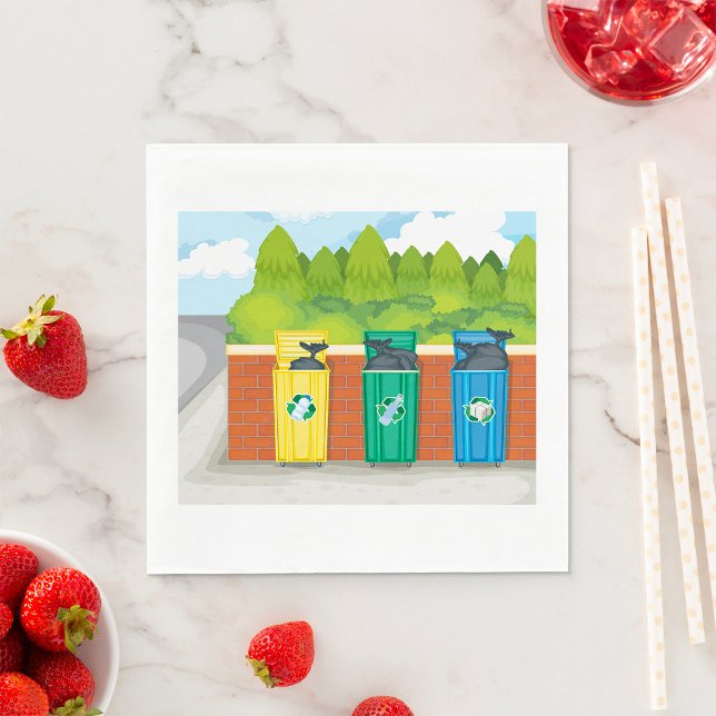 Återvinningsbehållare Färgkodad Avfallssortering Pappersservett (Skapare uppladdad)