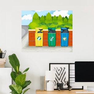 Återvinningsbehållare Färgkodad Avfallssortering Poster