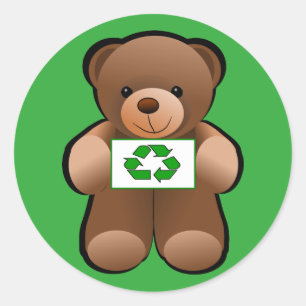 Återvinningsymbol Design för Teddybjörn Runt Klistermärke