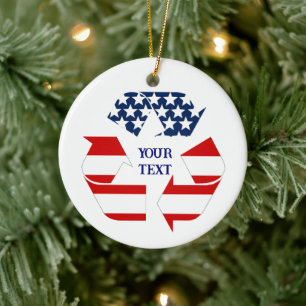 Återvinningsymbol USA Foto Jul Julgransprydnad Keramik