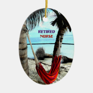Återvunnen sjuksköterska - Hammock vid stranden Julgransprydnad Keramik