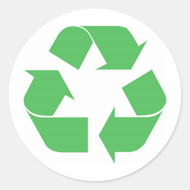 Återvunnen symbol runt klistermärke (Framsida)