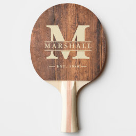 Återvunnen Trämonogram & Namnöverlägg Pingisracket