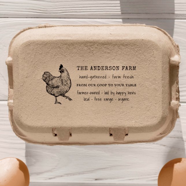 Återvunnet rustikt äggkartong för familjegård kyck stämpel (Rubber Stamp Mock-up)
