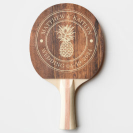Återvunnet Trä Ananas Bröllopskam & Namn Pingisracket