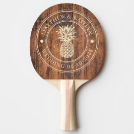 Återvunnet Trä Ananas Bröllopskam & Namn Pingisracket