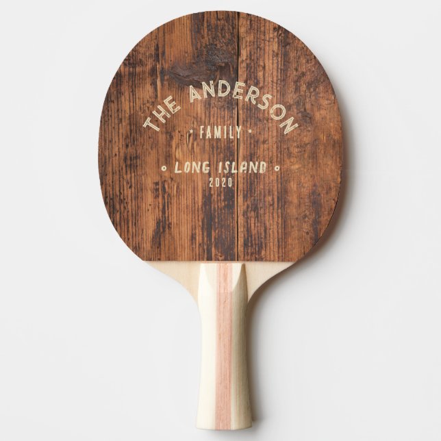 Återvunnet Trä Vintage Kust Familjenamn Pingisracket (Framsidan)