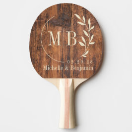Återvunnet Träblad Bröllopsmonogram Pingisracket