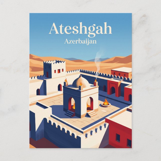 Ateshgah eldtempel Azerbajdzjan Vykort (Framsida)
