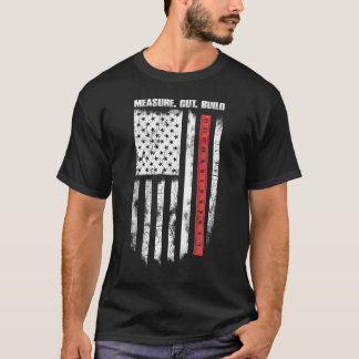 Åtgärd Klipp ut Byggt trä-Flagga Amerika-Karpen T Shirt
