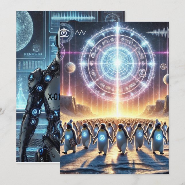 Åtgärd: Waddle Woke - Classified Penguin Resistent Inbjudningar (Fram/baksida)