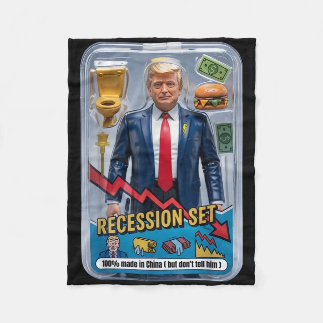 Åtgärdsfil för Trump Satire Överlevt Recession Box Fleecefilt (Framsidan)