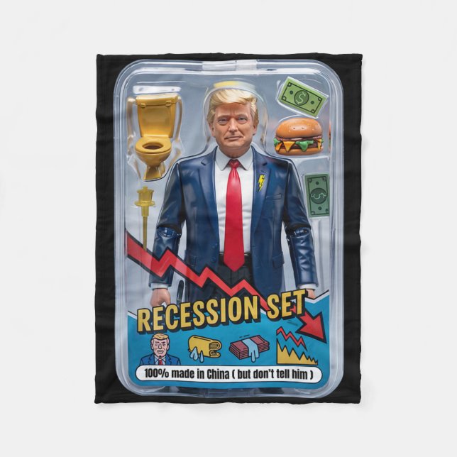 Åtgärdsfil för Trump Satire Överlevt Recession Box Fleecefilt (Framsidan)