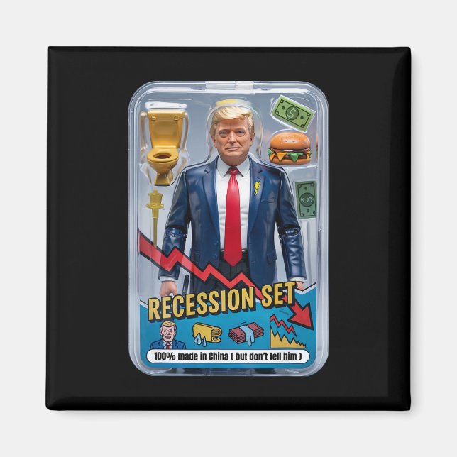 Åtgärdsfil för Trump Satire Överlevt Recession Box Magnet (Framsidan)