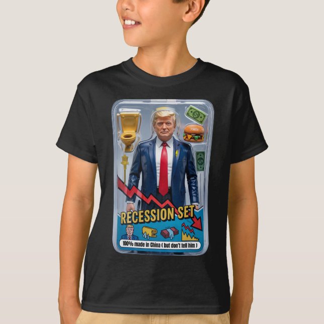 Åtgärdsfil för Trump Satire Överlevt Recession Box T Shirt (Framsida)