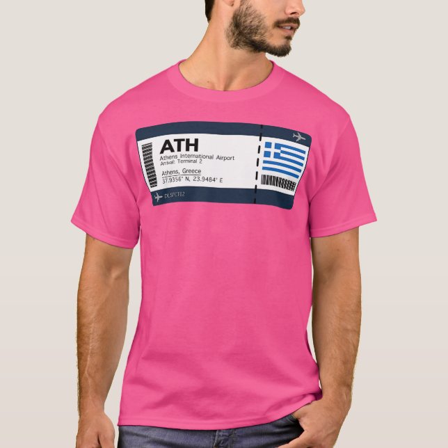 Ath Internationell Airport Boarding Pass Tic T Shirt (Framsida)