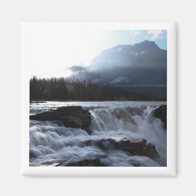 Athabasca Falls 2x2 magnet på svenska (Framsidan)