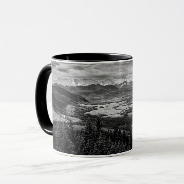 Athabasca Lookout, monokrome Scenery Photography Mugg (Framsida vänster)