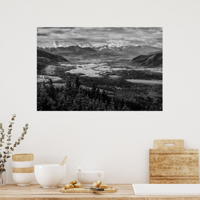 Athabasca Lookout, monokrome Scenery Photography Poster (Kök)
