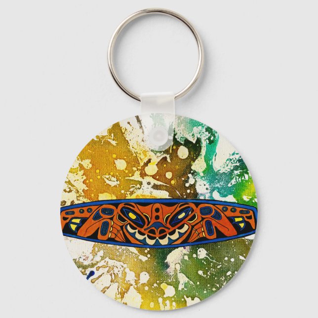 Athabascan Totem av Michael Moffa Nyckelring (Framsida)