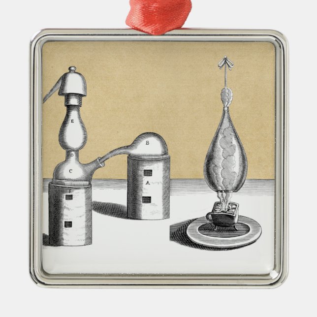 Athanor Alchemy Furnace och Alembic Flask Julgransprydnad Metall (Framsidan)