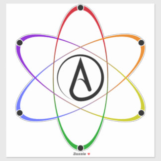 Atheist Atom Symbol Rainbow Black Klistermärken
