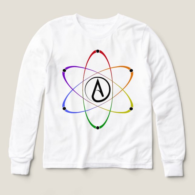 Atheist Atom Symbol Rainbow Black T Shirt (Design framsida)