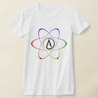 Atheist Atom Symbol Rainbow Black T Shirt
