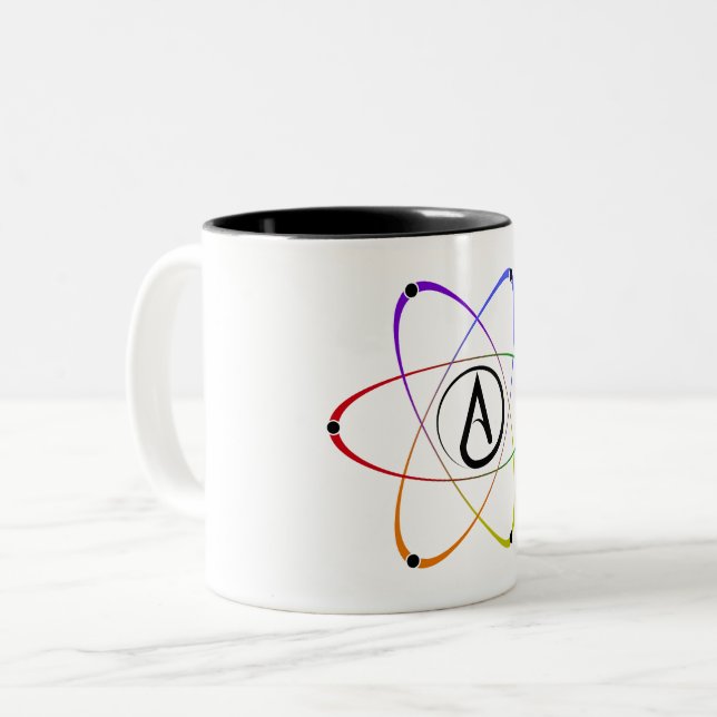 Atheist Atom Symbol Rainbow Black Två-Tonad Mugg (Framsida vänster)
