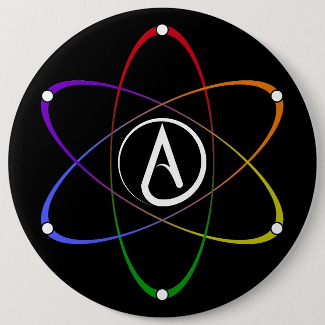 Atheist Atom Symbol Rainbow White Knapp (Framsida)