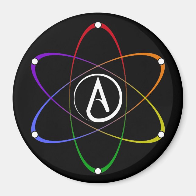 Atheist Atom Symbol Rainbow White Magnet (Framsidan)