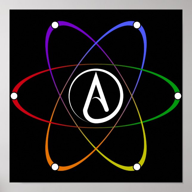 Atheist Atom Symbol Rainbow White Poster (Framsidan)