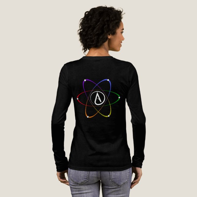 Atheist Atom Symbol Rainbow White T Shirt (Hel baksida)