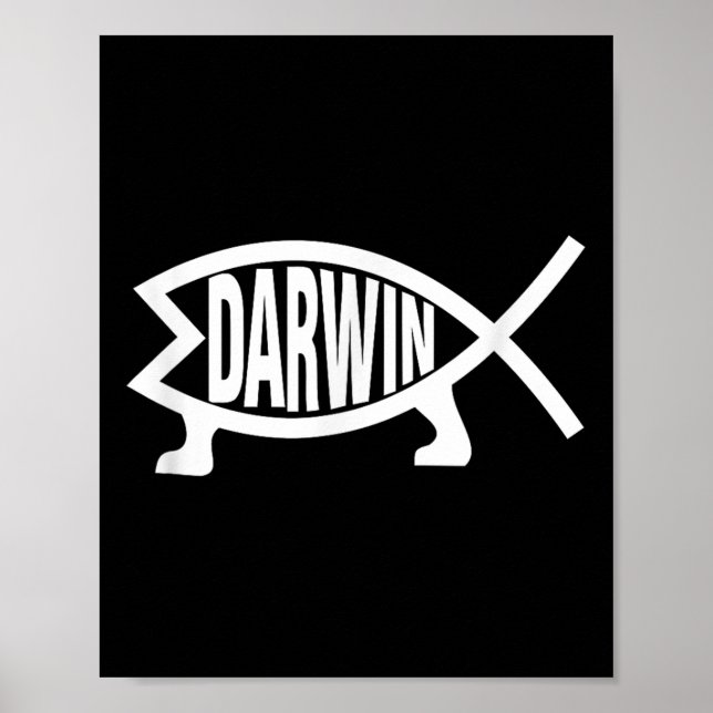 Atheist Charles Darwin Theory Of Evolution Fish  Poster (Framsidan)